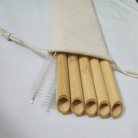 5 Piece Reusable Bamboo Smoothie Drinking Straw Set Brushes