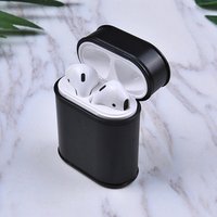 Fashion square PC groove blank Case for AirPods 2 custom inlay luxury leather case for airpod sleeve