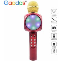 LED Light Wireless Mobile Phone MIC Microphone Karaoke Music Player Hifi BT Handheld Microphone WS1816 Support FM TF Card