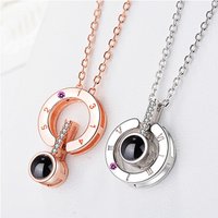 Creative Gift S925 Sterling Silver Necklace Memory Languages Projection 100 Languages to Express I Love You Necklace