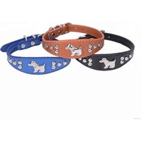 Dog Collar PU Leather Personalized Dog Accessories for Chihuahua Bulldog Mosaic Pet Collar Strap Necklace Pet Supplies