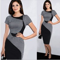 Plaid Pencil Bodycon Dress