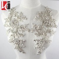 Hechun Handmade Lace Beaded Rhinestone Applique