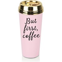BPA-Free Double Wall Insulated Coffee Mug with Gold Lid