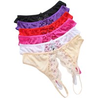Lace See Through Open Crotch Thong
