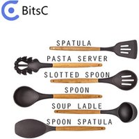 Silicone Cooking Utensils Set Acacia Wooden Handles