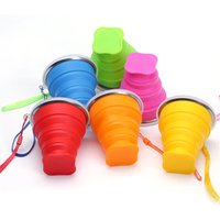 Travel foldable reusable Retractable mug Silicone Folding Camping Cup with Lid for Hiking Camping
