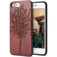 Mobile phone accessories hard phone cases,Laser engraving carved real wood with tpu phone case for iphone 7 plus