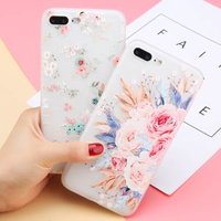 USLION Print Flower Transparent Soft TPU Phone Case for iPhone X XR XS MAX 5 6 7 8 Plus