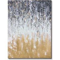 Abstract Gold Handmade Oil Painting on Stretched Canvas