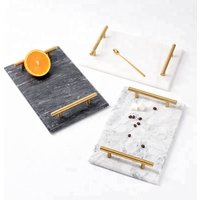 Cocostyles simple natural green and white marble tray with gold handle for nordic style home decoration