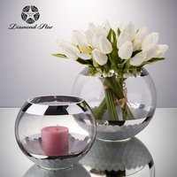 Hand Blown Mercury Glass Round Flower Vase