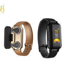 wireless dual headphone bluetooth call center headset smart bracelet watch