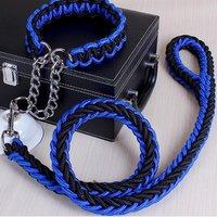 Braided Large Dog Leash and Collar Set 15 Colors Dog Training Leads