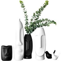 Tiki Ceramic Flower Vase or White