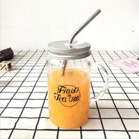 Glass Mason Jar Handle Straw