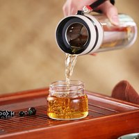 Zogifts Double Wall Glass Stainless Steel Tea Infuser Tea Cup Glass Water Bottle With Infuser Sports Glass Water Bottle