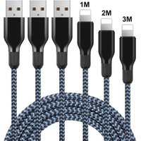 Amazon hot selling 1m/2m/3m 2.4A PVC nylon braided logo customized fast charging multi charger usb cable for iphone