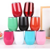 Wholesaler 12oz Double Layer 304 Rose Gold Wine Glass Tumblers Stainless Steel Vacuum Insulated Tumblers with Lids