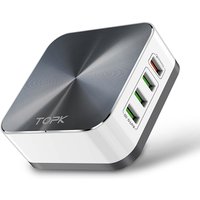 TOPK B829Q 8-Port Quick Charge 3.0 Phone USB Charger EU US UK Plug Desktop Fast Dock Charging Station Adapter