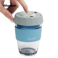 Reusable Glass Coffee Cup Silicone Lid