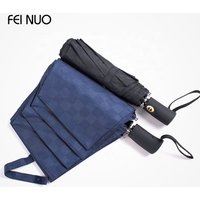 High quality aluminum windproof grid printed auto open and close 3 folding business umbrella with rubber handle