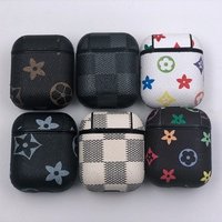 for Airpods Leather Case Protective Cover with Strap, Luxury Leather Cover Skin for Air pods