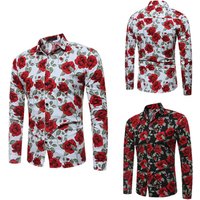 Shirt Red Rose Flower Print