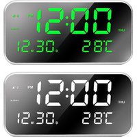 Digital LED Mirror Alarm Clock Temperature Display