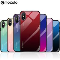 High quality tempered glass gradient color design cell phone case For iphone XS