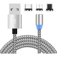 A&C LED 1M 2A Nylon Braided Micro Phone Usb Magnetic Charging Cable
