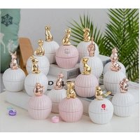 Stock ceramic gold standing animal jewelry box candy jar for gift