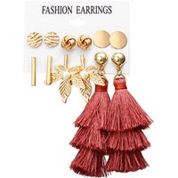 Fashion tassel gold leaf earrings For women Wholesale N95203
