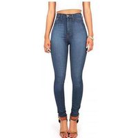177422 fashion in 2019 Cotton High Waist Women Jeans plain dyed