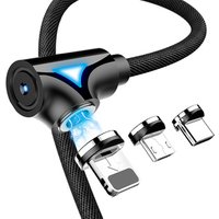 Free Shipping 1m 90 Degree Magnetic USB Cable FLOVEME LED Light Magnet Mobile Phone Cable