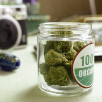 Food grade packaging 4oz 120ml wide mouth empty clear weed glass jar Custom