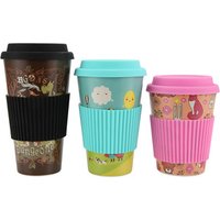 480ML/420ML/350ML Bamboo fiber reusable coffee cup With lid and Silicone insulation cover BPA FREE travel Milk coffee mug