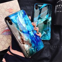 2019 Amazon Hot Selling Tempered Glass Back Marble Cover Phone Case for iPhone