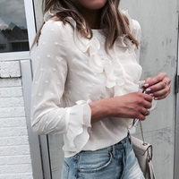 Chiffon Ruffle Lace Blouse