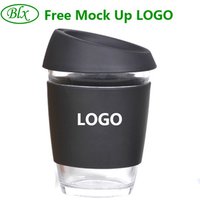 Free Sample Custom Logo BPA Free 12oz Heat Resistant Reusable Glass Coffee Cup Mug With Silicone Sleeve