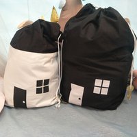 Hot-selling Cute House Cotton Organizer Hanging Bag Reusable Toy Storage bag
