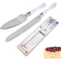 Stainless Steel Wedding Cake Knife Server Set Faux Crystal Handles