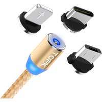 TOPK AM23 2M 3 IN 1 LED Nylon Braided Magnetic USB Charging Cable