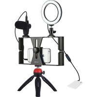Hot selling PULUZ 4 in 1 Tripod Mount Vlogging Live Broadcast Smartphone Video Rig Ring LED Selfie Light Kits with Microphone