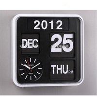 Modern Square Multifunction Auto Flip Calendar Wall Clock