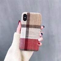Free sample Fashion England Plaid Grid Fabric Cloth Phone Cover Case For Iphone XS XS XSMAX