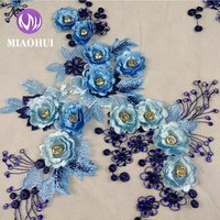 Luxury Bridal Wedding Dress Embroidery 3D Flower Beaded Sequin Tulle Lace Fabric islanbul