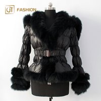 Slim Fox Fur Hooded Duck Down Coat