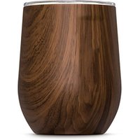 12 oz stainless steel wine cup double wall Insulated Stemless Glass wooden design wine tumbler