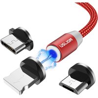 USLION 1M(3.3ft)3 in 1 USB Charging Cable Magnetic USB Cable for iPhone 7 Charging Cable For Micro USB